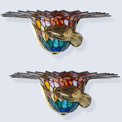 Several Stunning Colorful Wall light in Style of Edgar Brandt, 1920