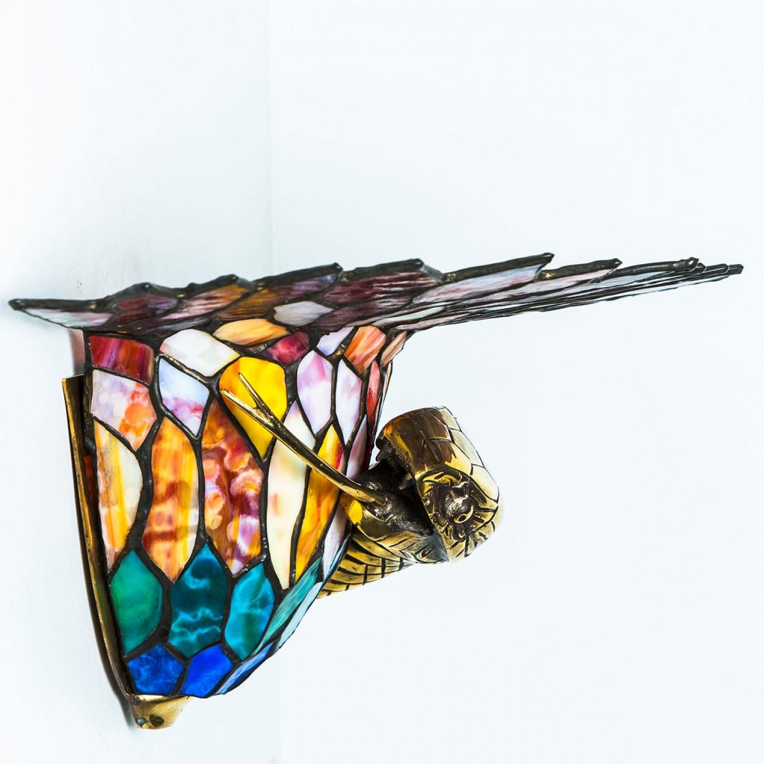 Mehrere atemberaubende farbenfrohe Wandleuchten im Stil von Edgar Brandt, 1920 (Messing) im Angebot
