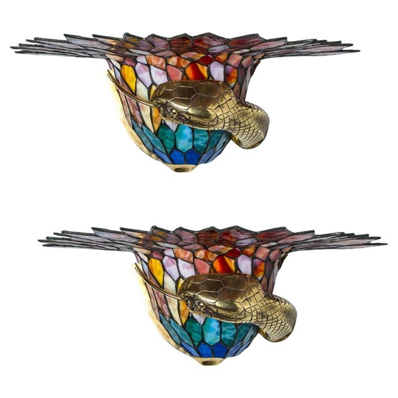 Several Stunning Colorful Wall light in Style of Edgar Brandt, 1920