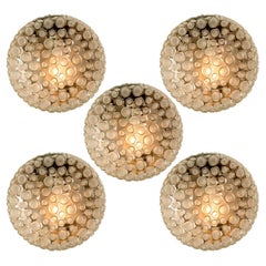 Several Textured Dots Glass Flush Mount Wall lights by Hillebrand, 1960s