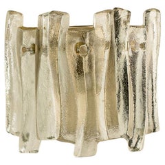 Several Textured Ice Glass and Chrome Wall Lights Kalmar, 1970
