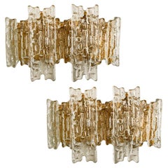 Several Textured Ice glass XL Wall Lights by Kalmar, 1970