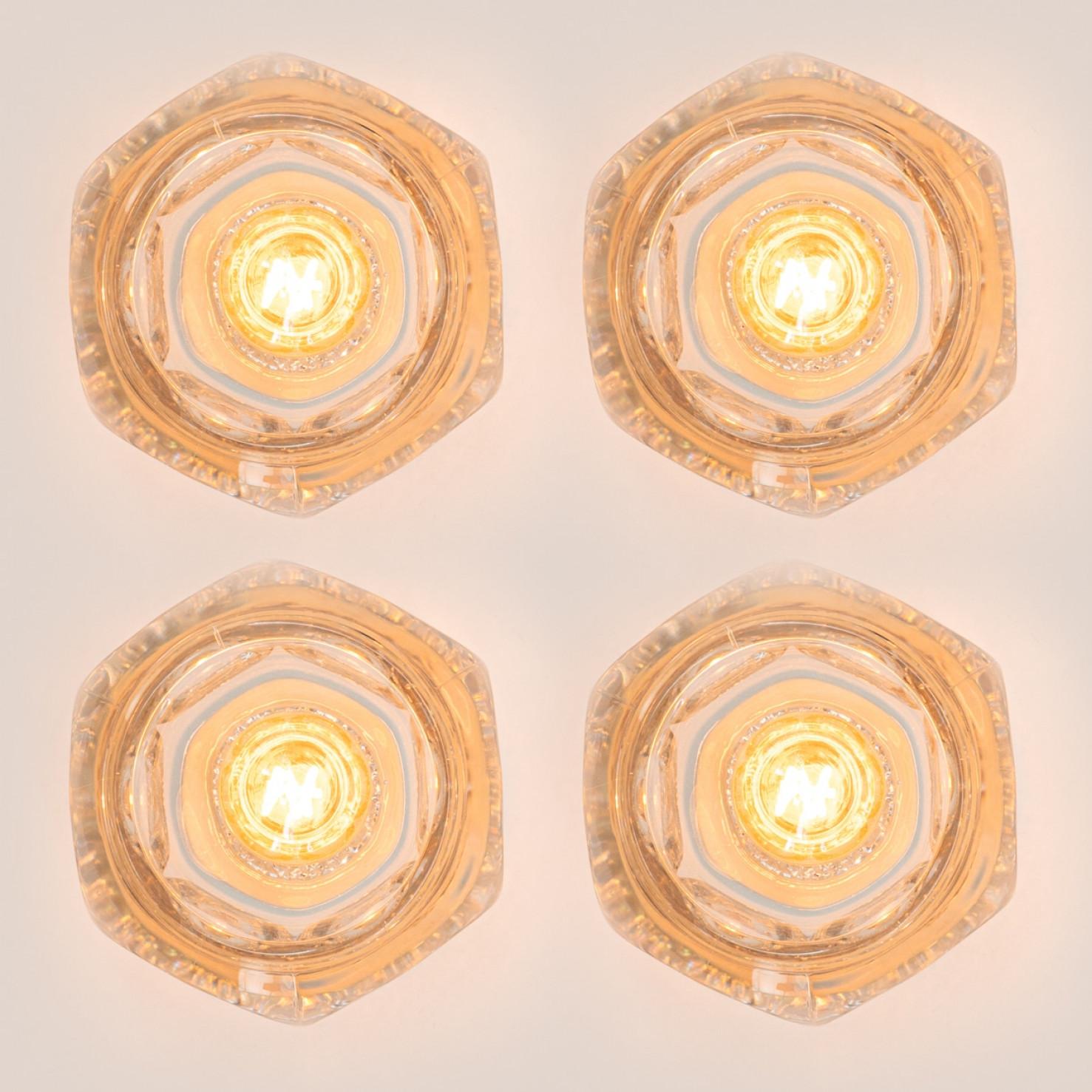 Glass Several Thick Textured Cube Lamps from Peill & Putzler, Germany 1970s For Sale