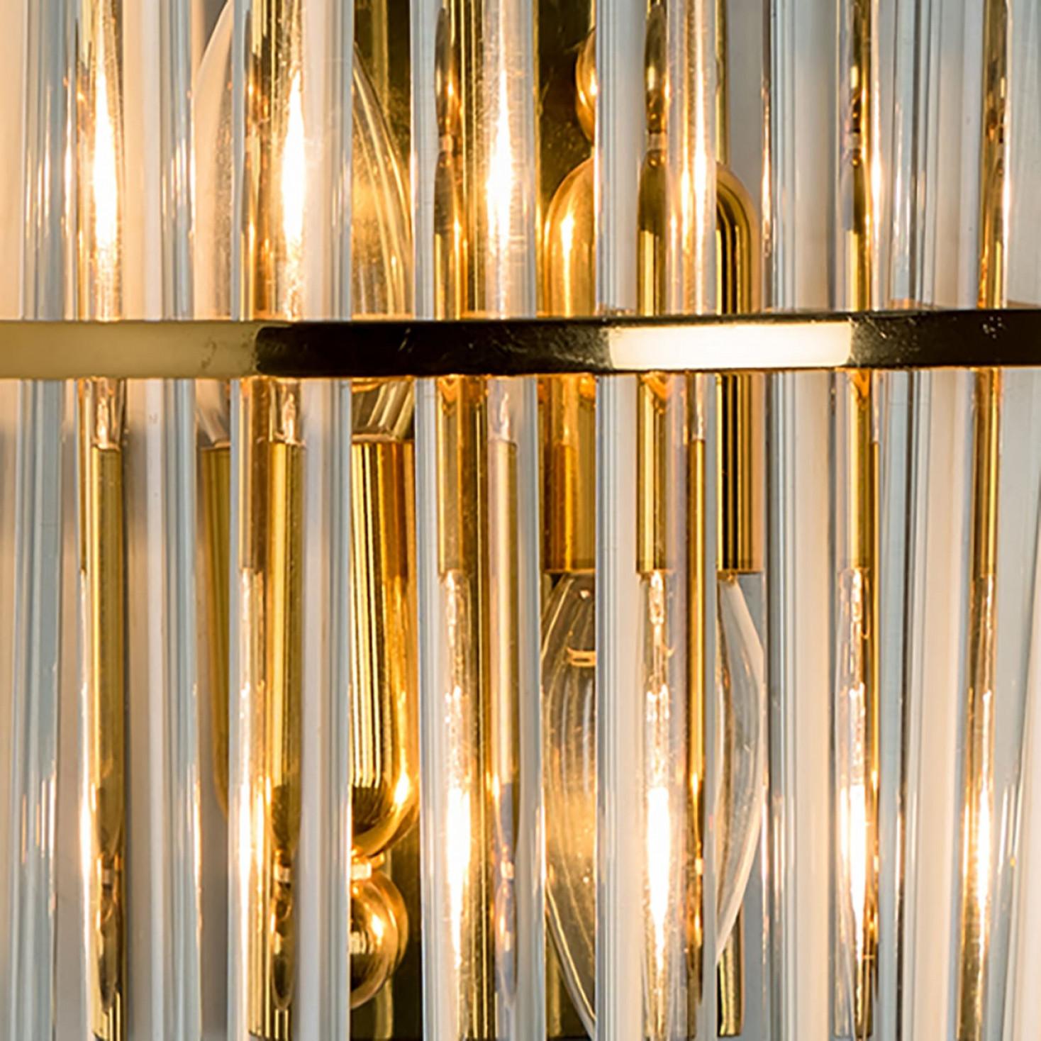 Varios candelabros de latón dorado transparente estilo Venini, 1970 en venta 4