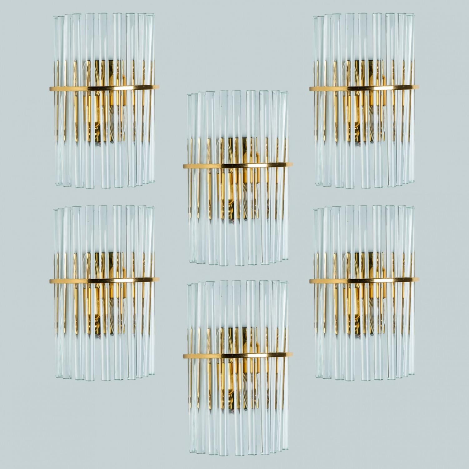 Varios candelabros de latón dorado transparente estilo Venini, 1970 en venta 6