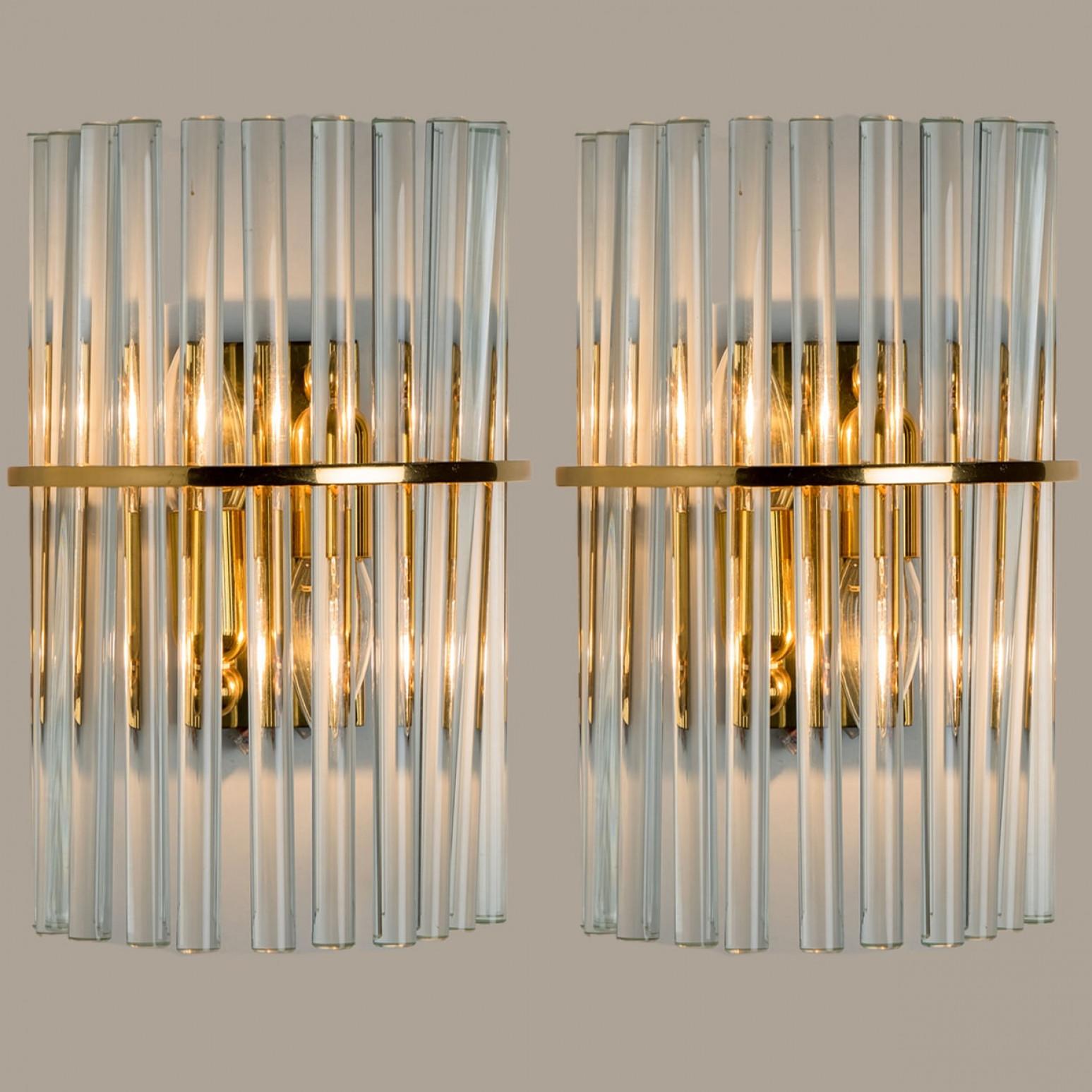 Varios candelabros de latón dorado transparente estilo Venini, 1970 en venta 7