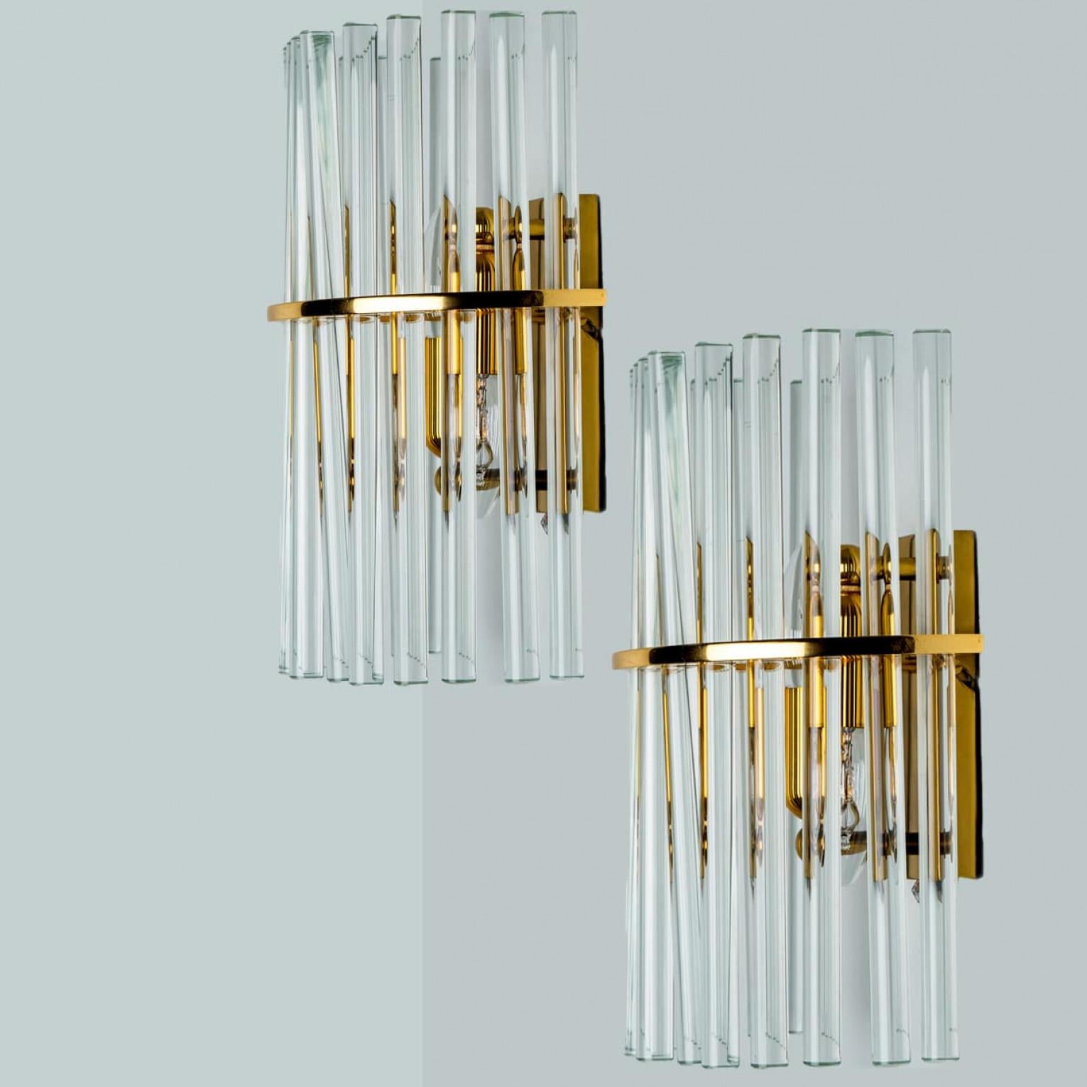 Varios candelabros de latón dorado transparente estilo Venini, 1970 en venta 8
