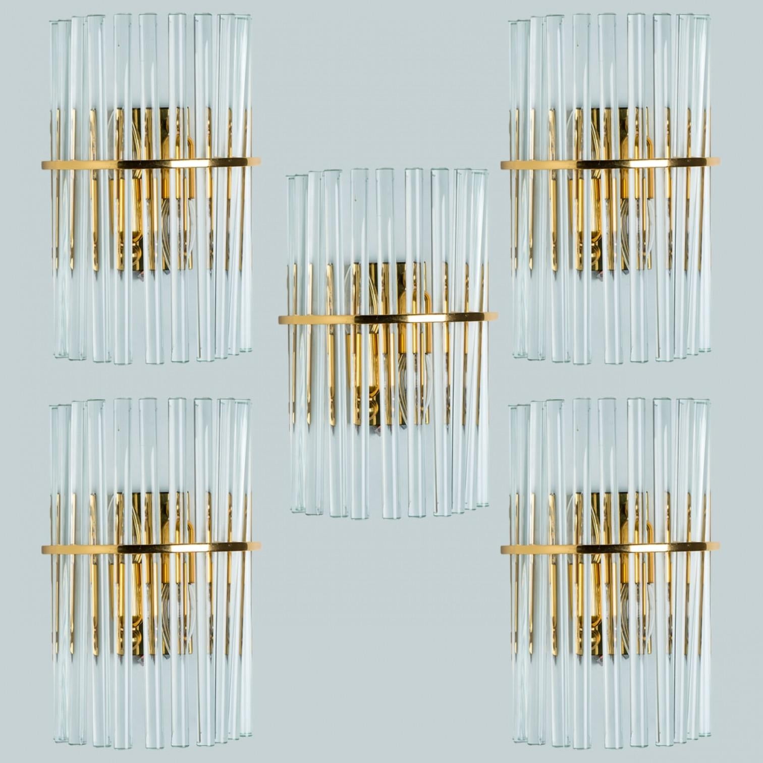 Varios candelabros de latón dorado transparente estilo Venini, 1970 Otro en venta