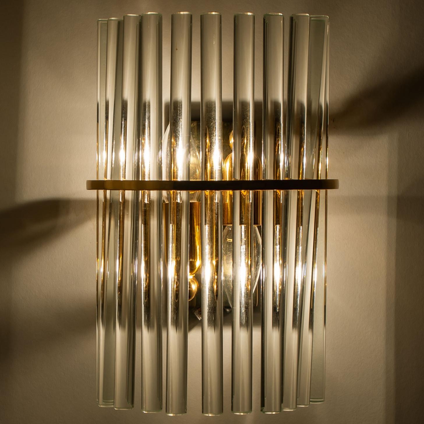 Varios candelabros de latón dorado transparente estilo Venini, 1970 Latón en venta