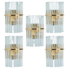 Diverse lampade in vetro d'ottone dorato e trasparente in stile Venini, 1970