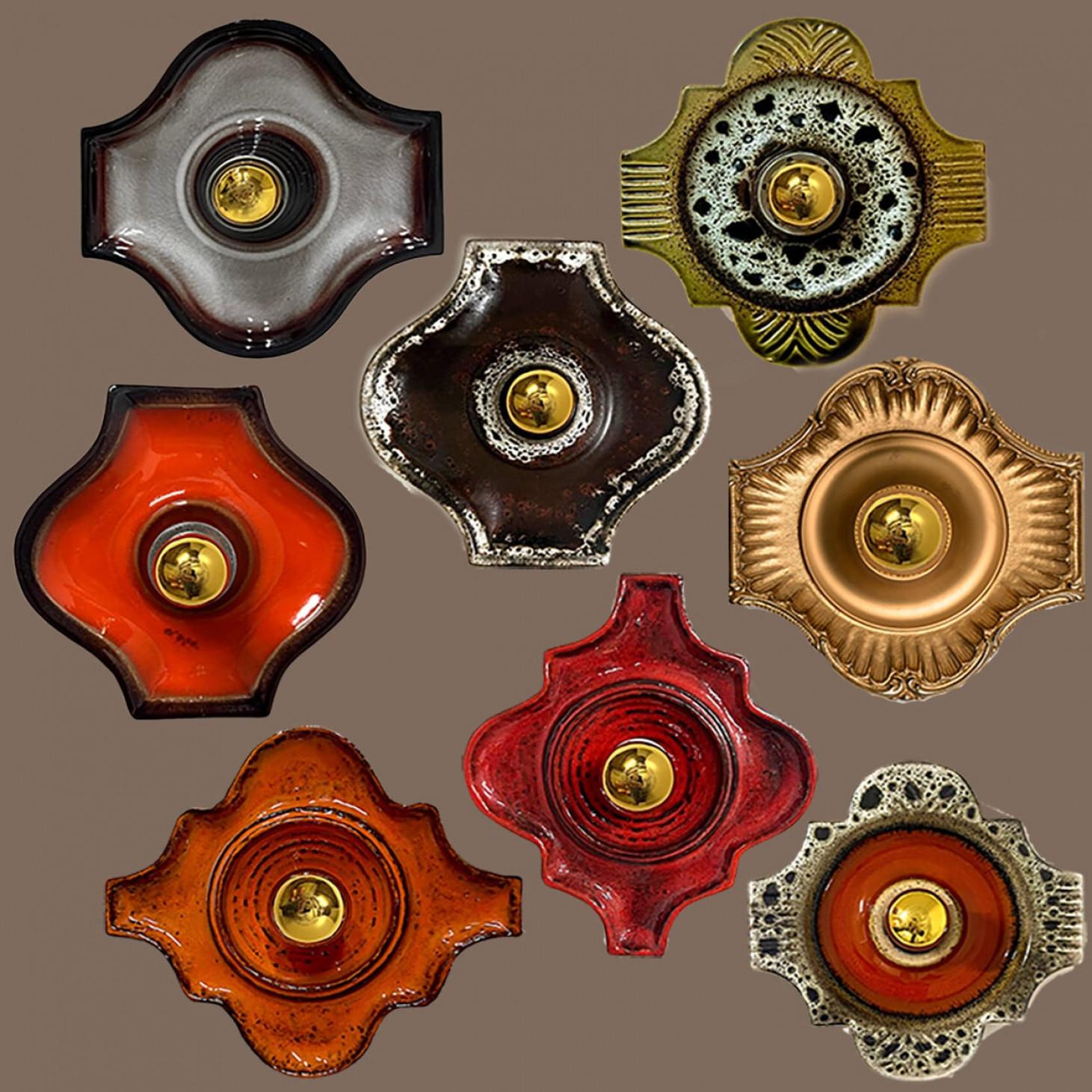 Several Wall Lights in Glazed Ceramic Style Mixed, 1970 For Sale 2