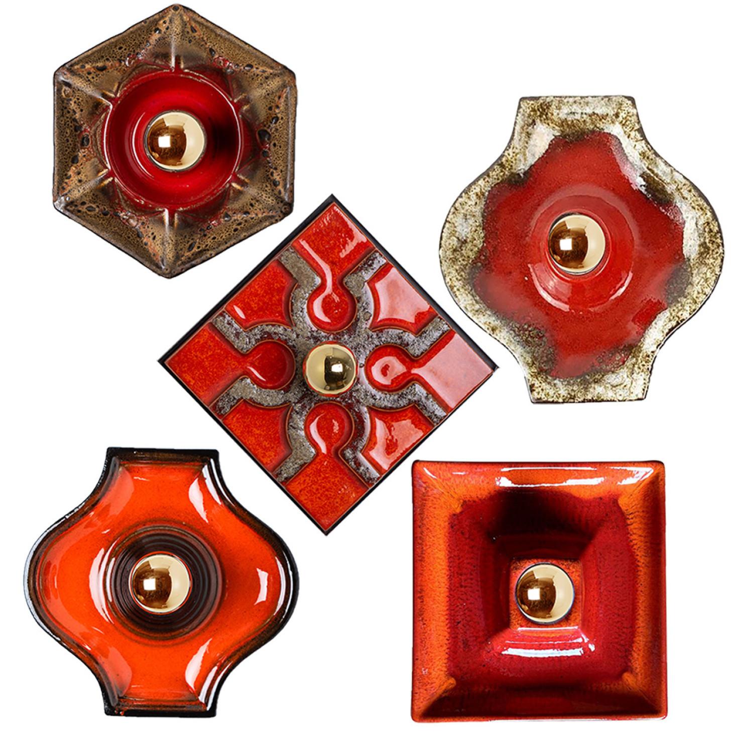 Several Wall Lights in Glazed Style, Germany, 1970 For Sale 7