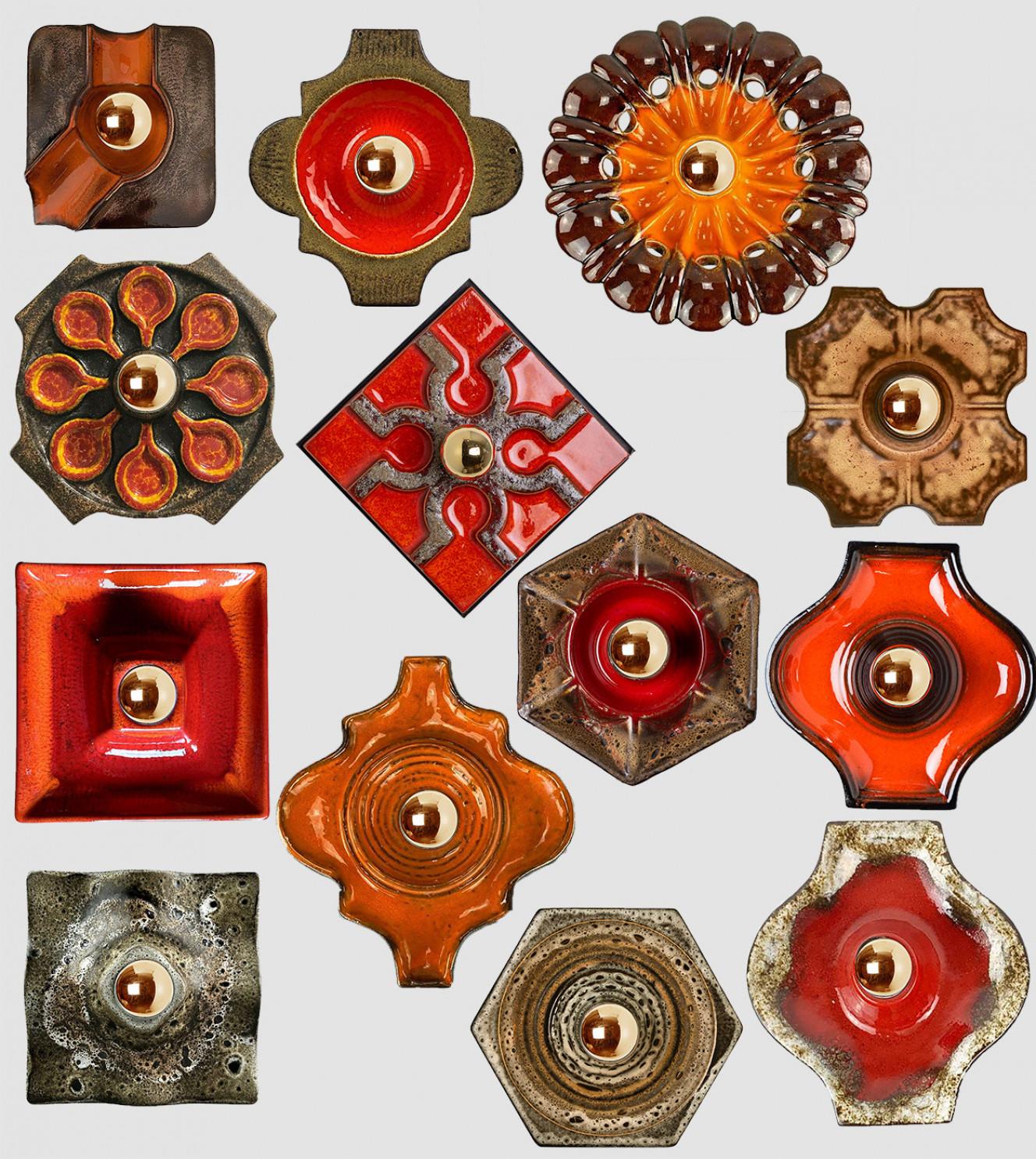 Varios apliques de pared en estilo esmaltado, Alemania, 1970 Cerámico en venta