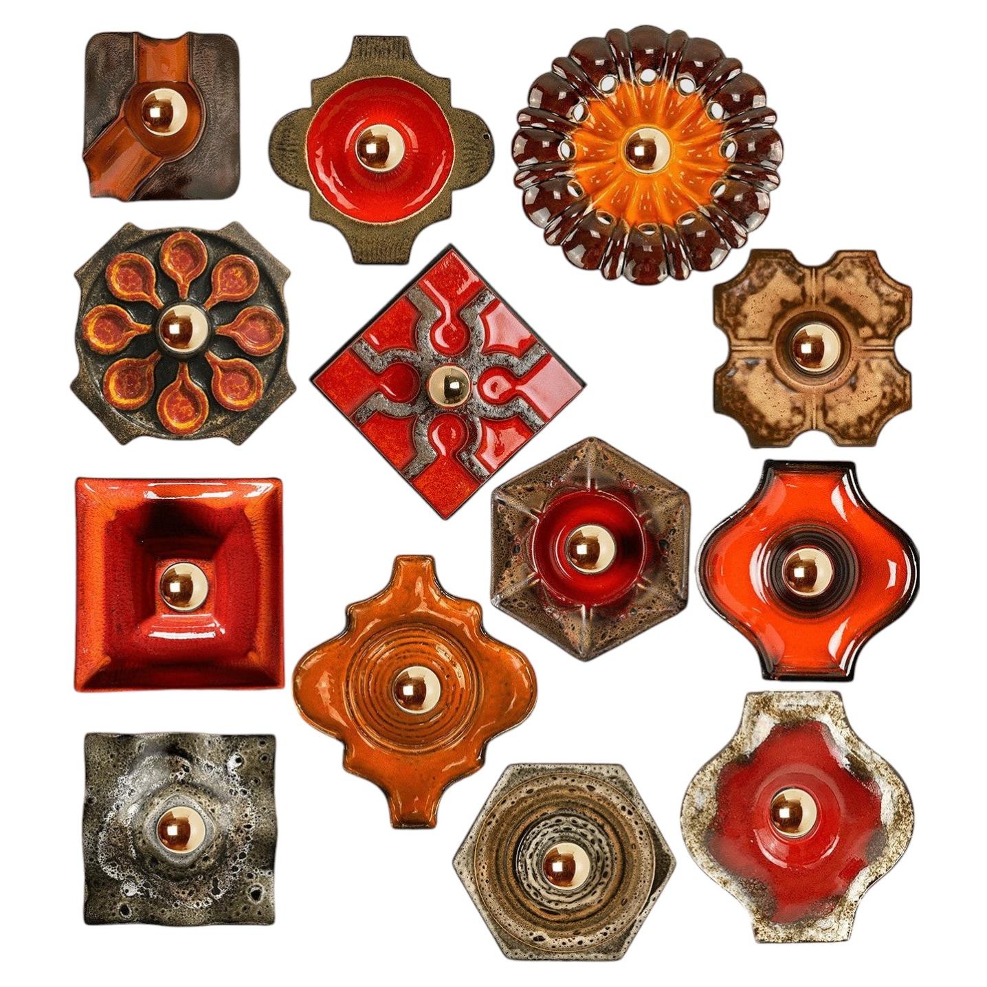 Several Wall Lights in Glazed Style, Germany, 1970