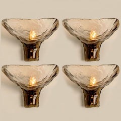 Several Wall Lights Smoked Glass and Brass by J.T. Kalmar, 1970