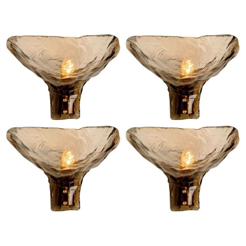 Several Wall Lights Smoked Glass and Brass by J.T. Kalmar, 1970