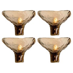 Several Wall Lights Smoked Glass and Brass by J.T. Kalmar, 1970