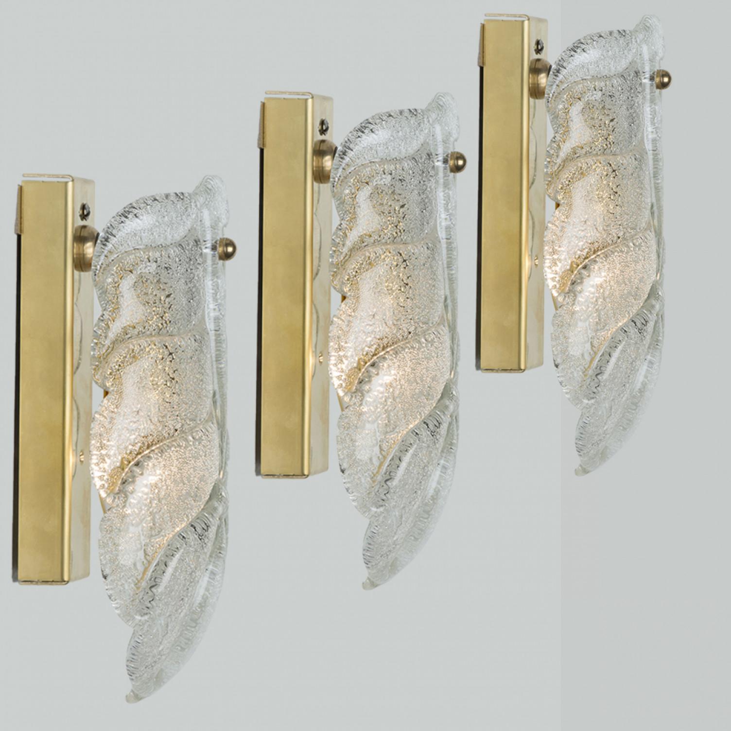 Mid-Century Modern Several Wall Sconces Barovier & Toso Gold Glass Murano, Italy For Sale