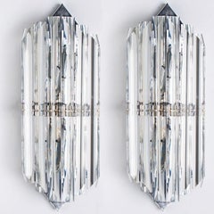 Several Wall Sconces with 6 Rods Clear Glass and Chrome, Italy