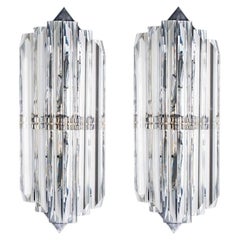 Several Wall Sconces with 6 Rods Clear Glass and Chrome, Italy
