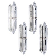 Several Wall Sconces with 6 Rods Clear Glass and Chrome, Italy