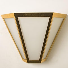 Several White Glass and Brass Pyramid Wall Lights by Limburg, 1970s