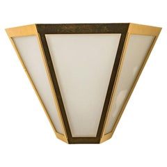 Several White Glass and Brass Pyramid Wall Lights by Limburg, 1970s