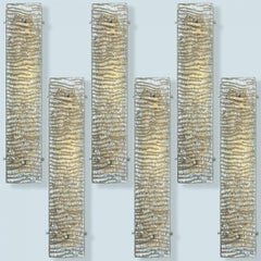 Diverse lampade da parete XL strutturate in vetro e ottone di Kaiser