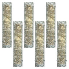 Mehrere XL strukturierte Kaiser Glas und Messing Wall Lights