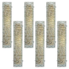 Diverse lampade da parete XL strutturate in vetro e ottone di Kaiser