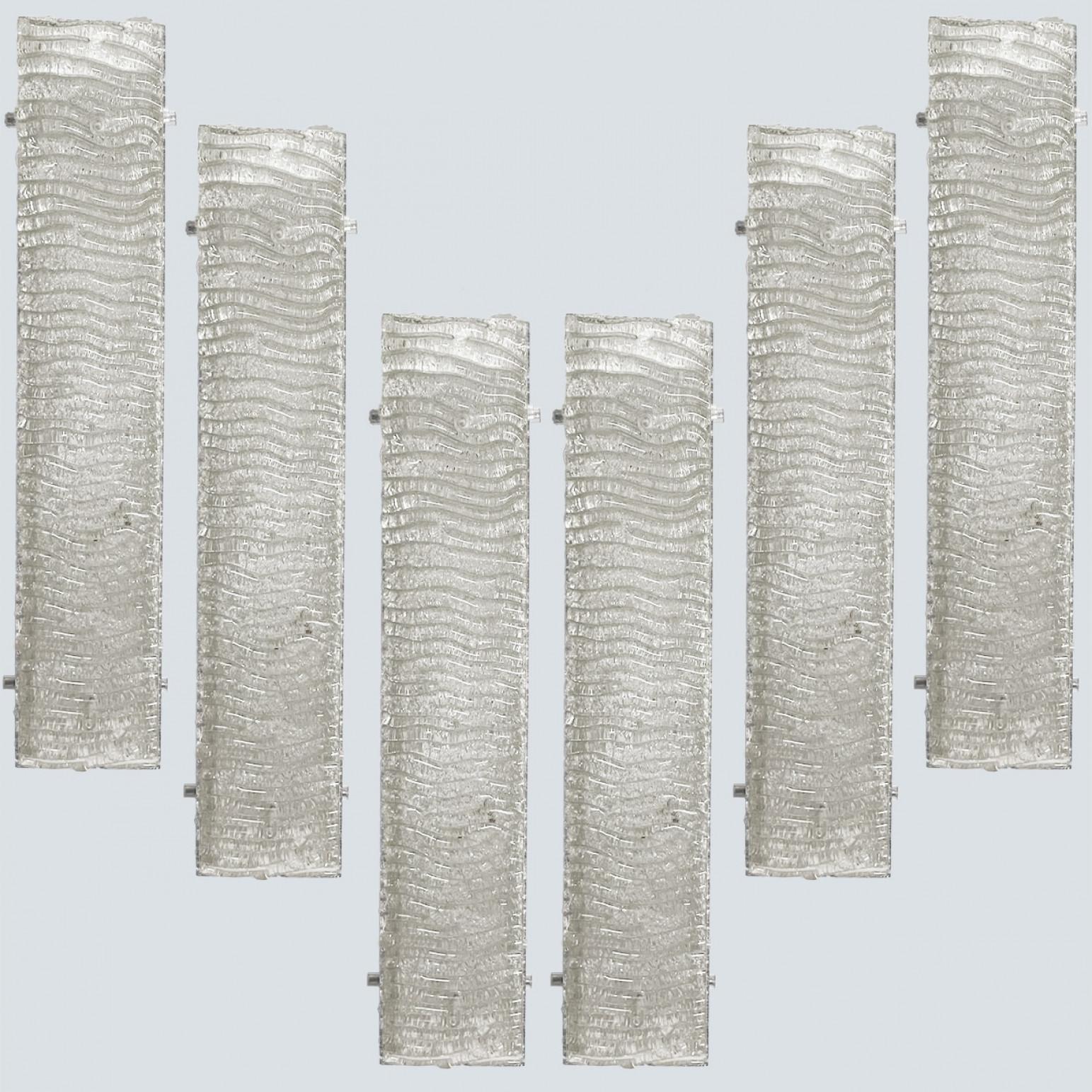 Diverse lampade da parete XL strutturate in vetro Kaiser e metallo bianco in vendita 5