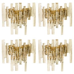 Several XL Textured Ice glass Wall Lights by Kalmar, 1960s