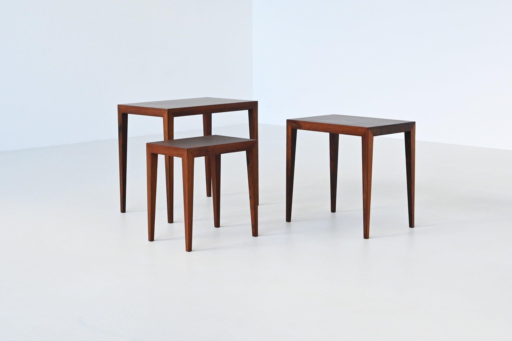 Severin Hansen #163 nesting tables in rosewood Haslev Denmark 1960 For Sale 3