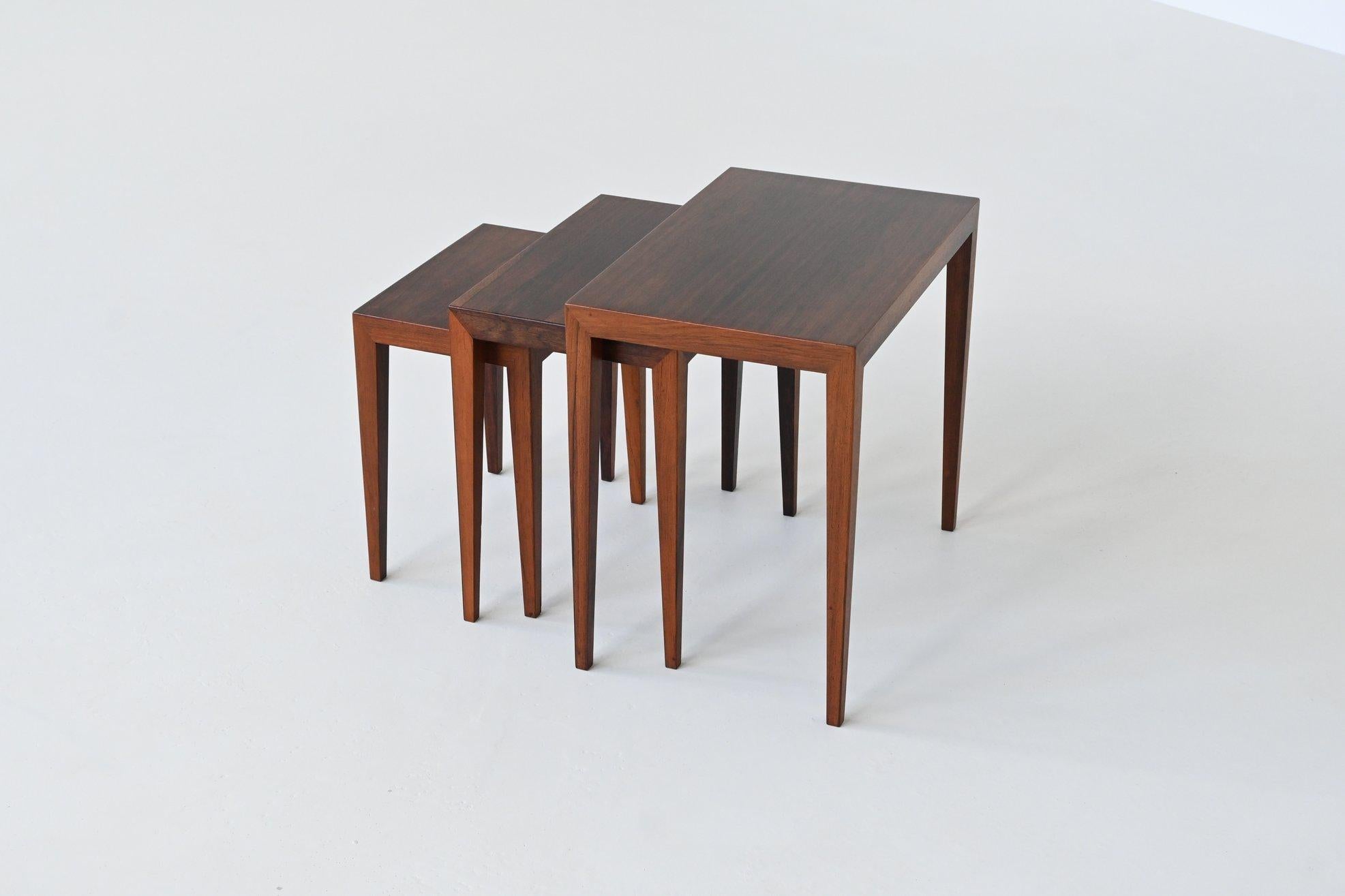 Severin Hansen #163 nesting tables in rosewood Haslev Denmark 1960 For Sale 4