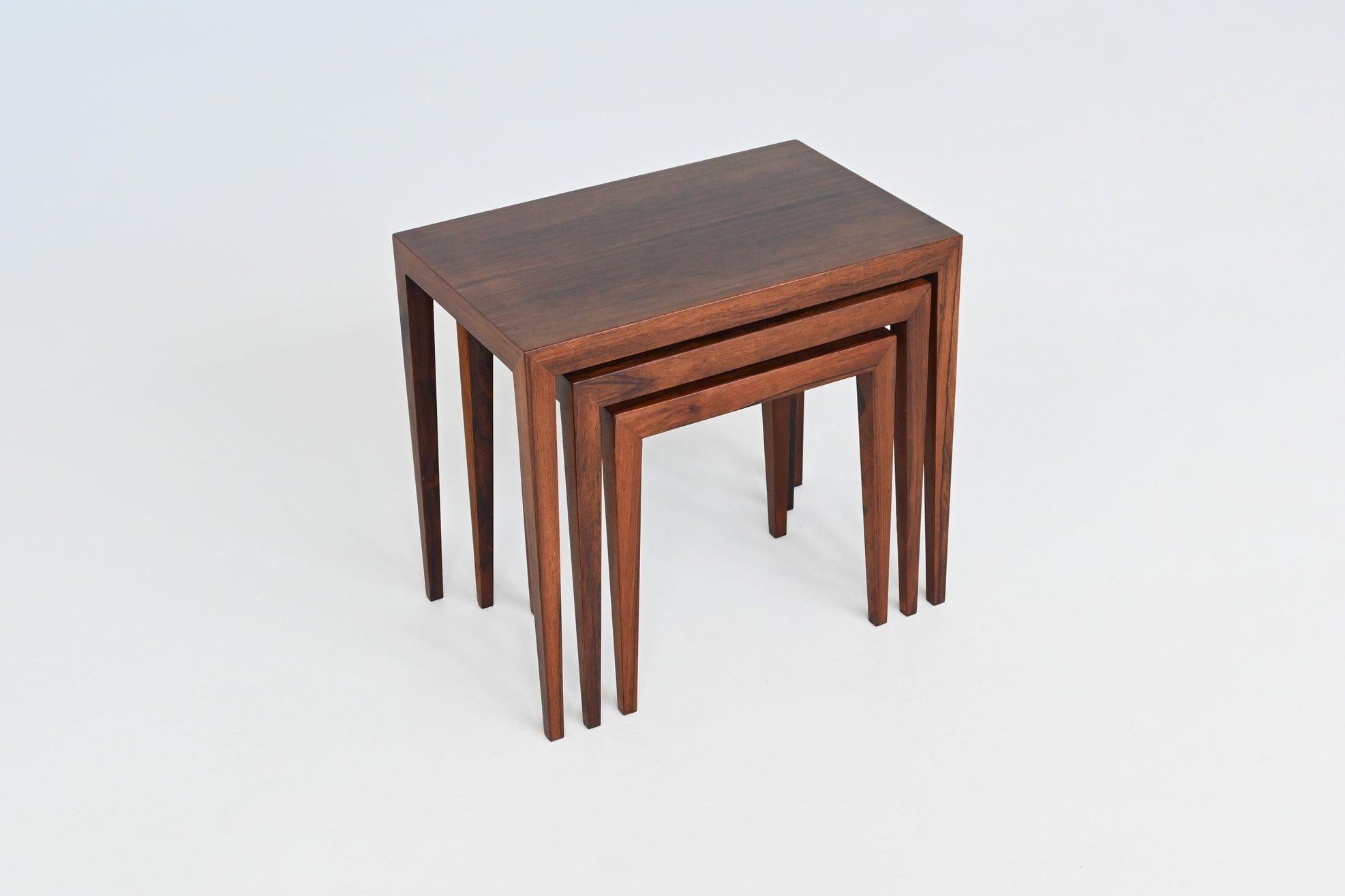 Severin Hansen #163 nesting tables in rosewood Haslev Denmark 1960 For Sale 5