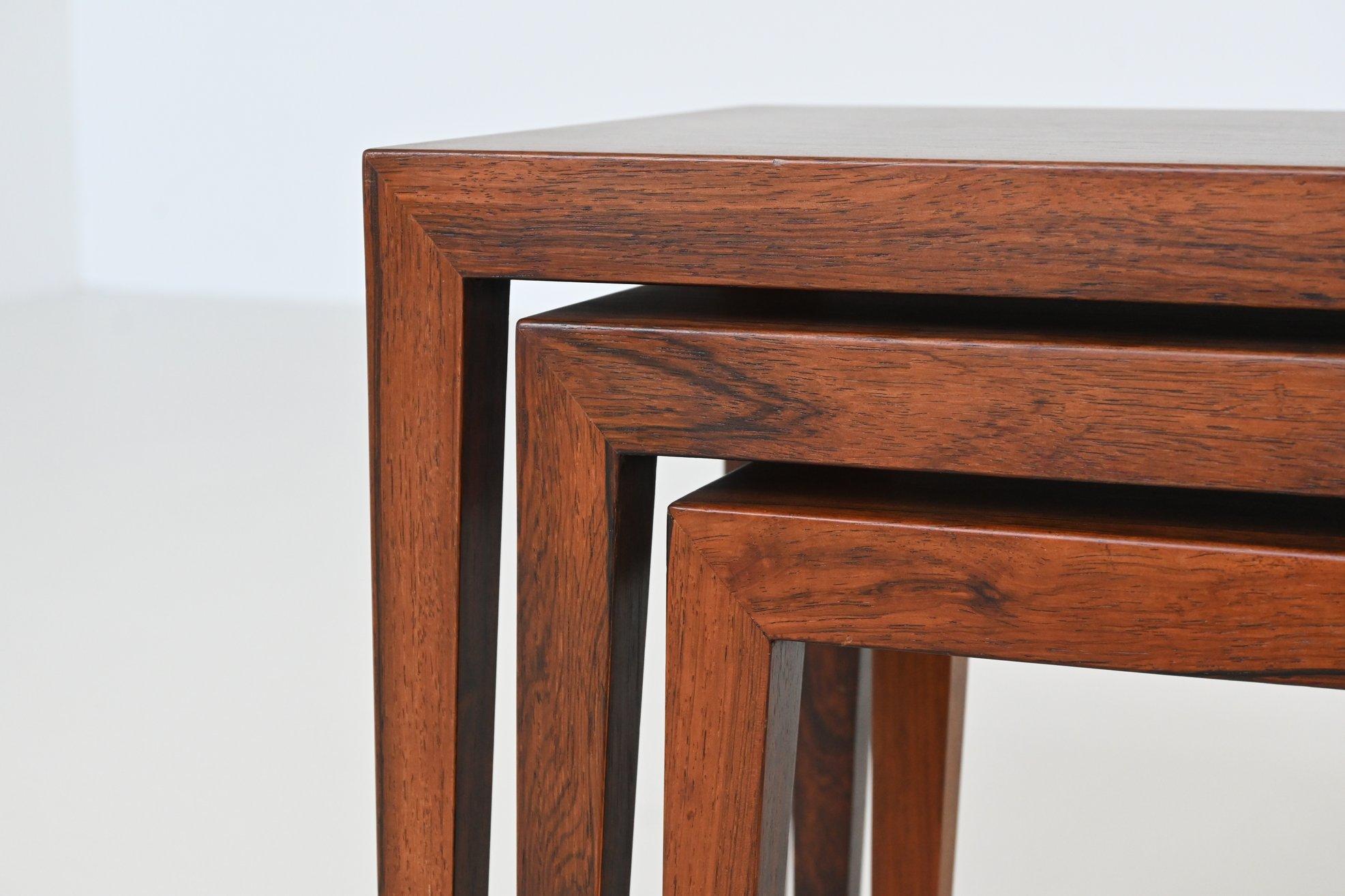 Severin Hansen #163 nesting tables in rosewood Haslev Denmark 1960 For Sale 7