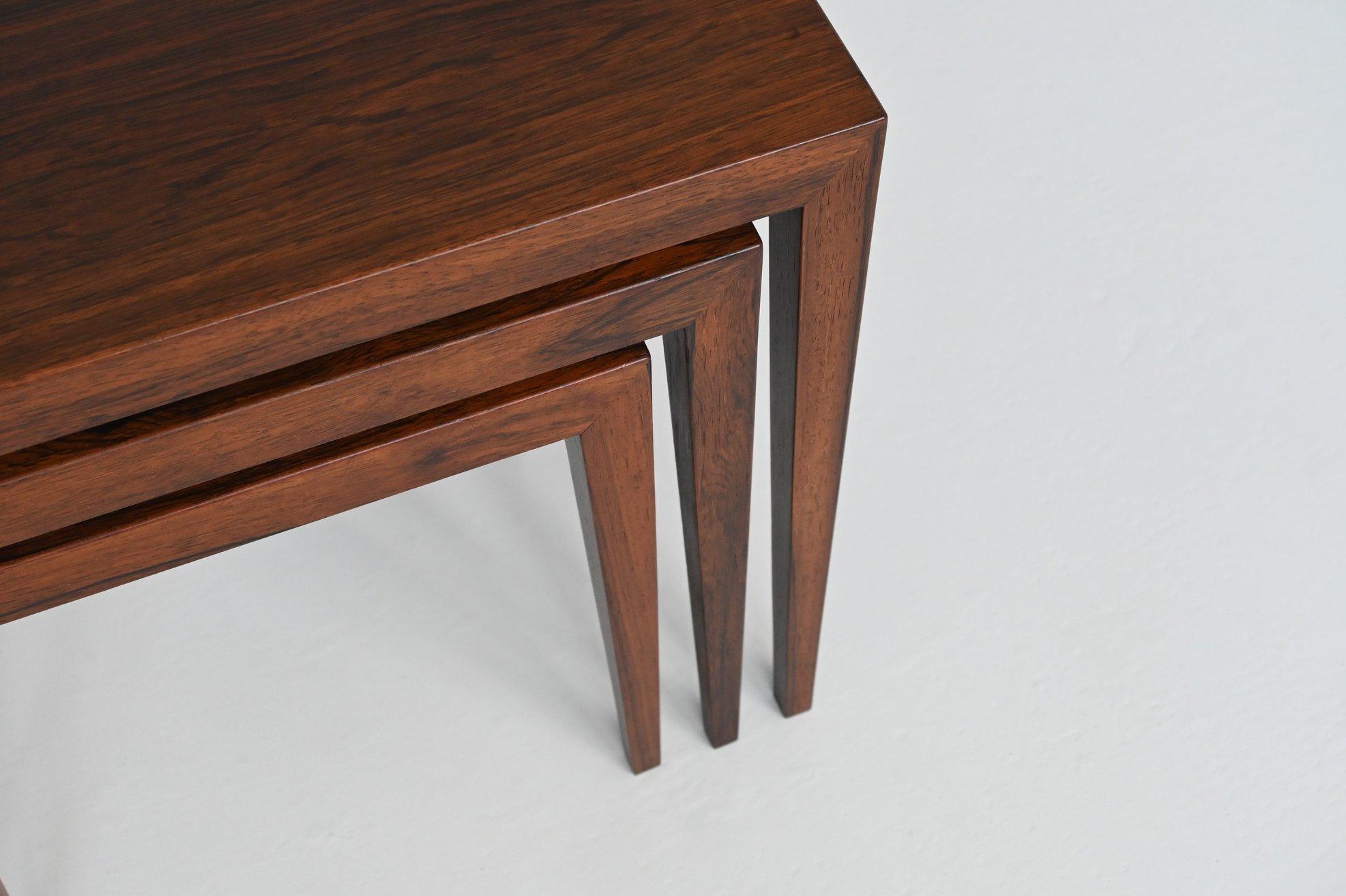 Severin Hansen #163 nesting tables in rosewood Haslev Denmark 1960 For Sale 10