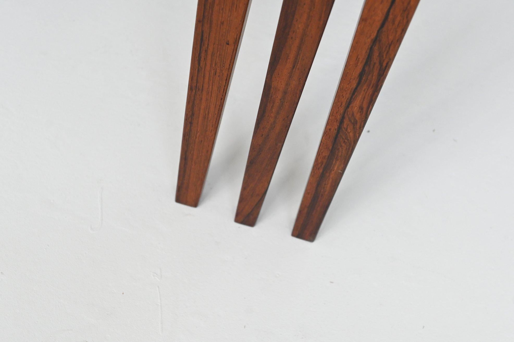 Severin Hansen #163 nesting tables in rosewood Haslev Denmark 1960 For Sale 12