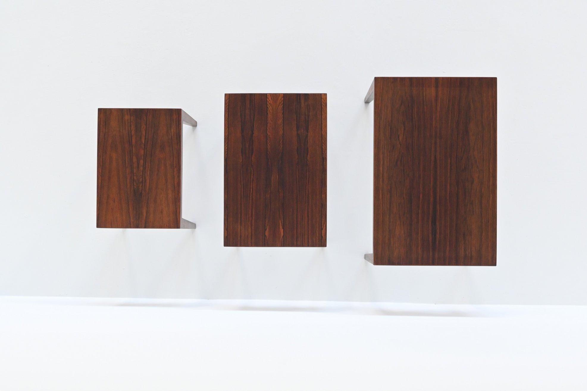 Severin Hansen #163 nesting tables in rosewood Haslev Denmark 1960 For Sale 1
