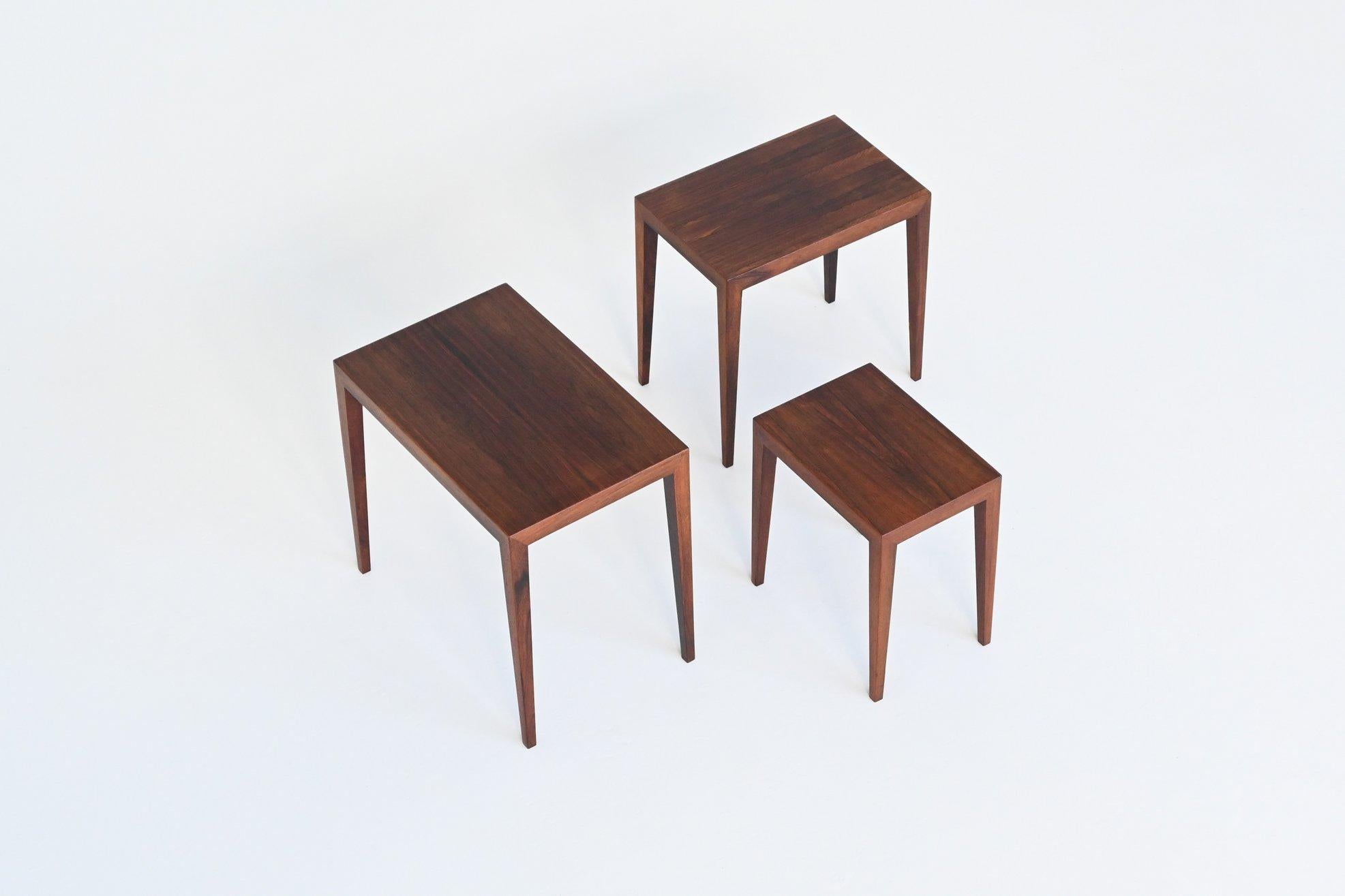 Severin Hansen #163 nesting tables in rosewood Haslev Denmark 1960 For Sale 2