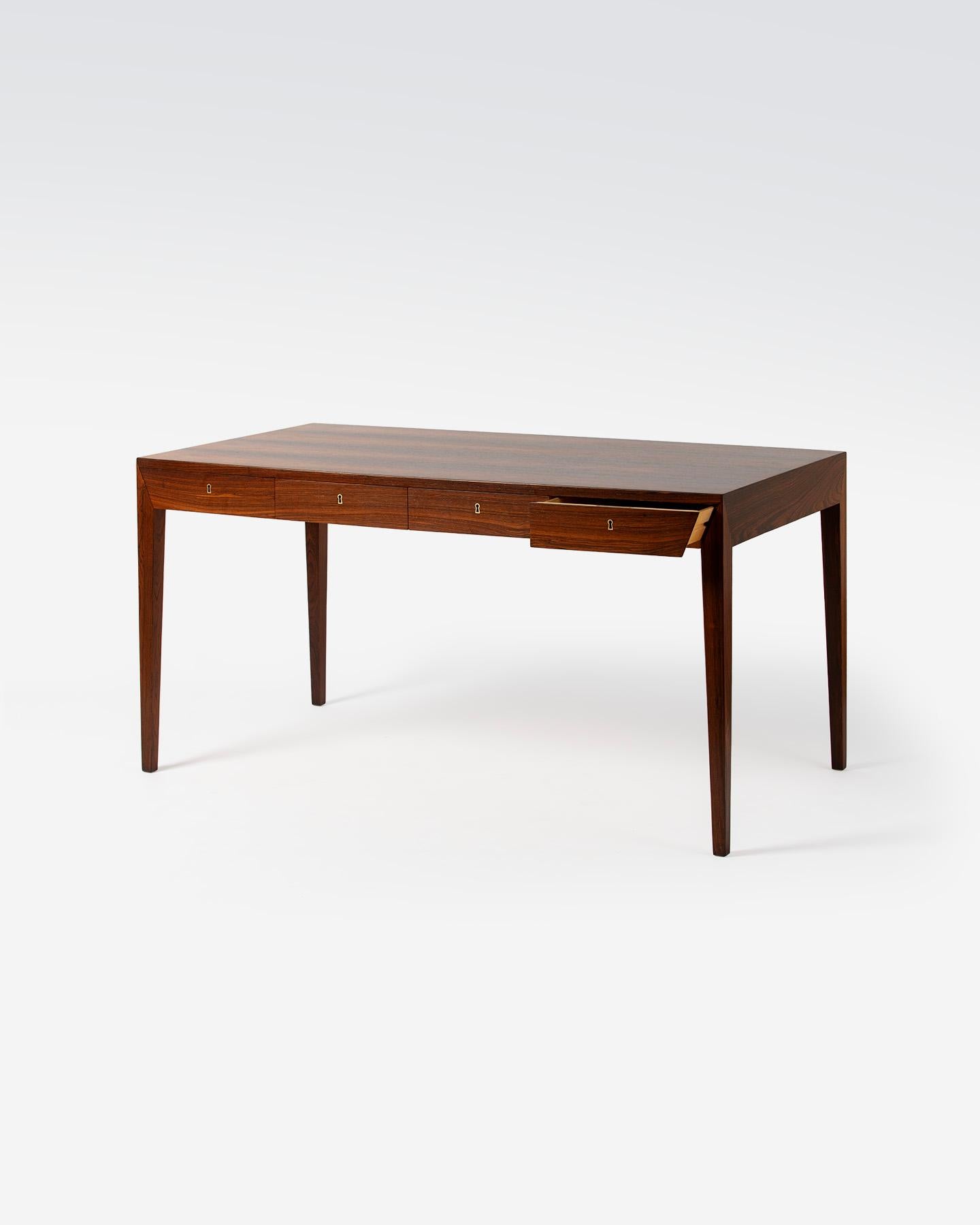 Severin Hansen 1950s Danish Rosewood Desk In Good Condition For Sale In London, England
