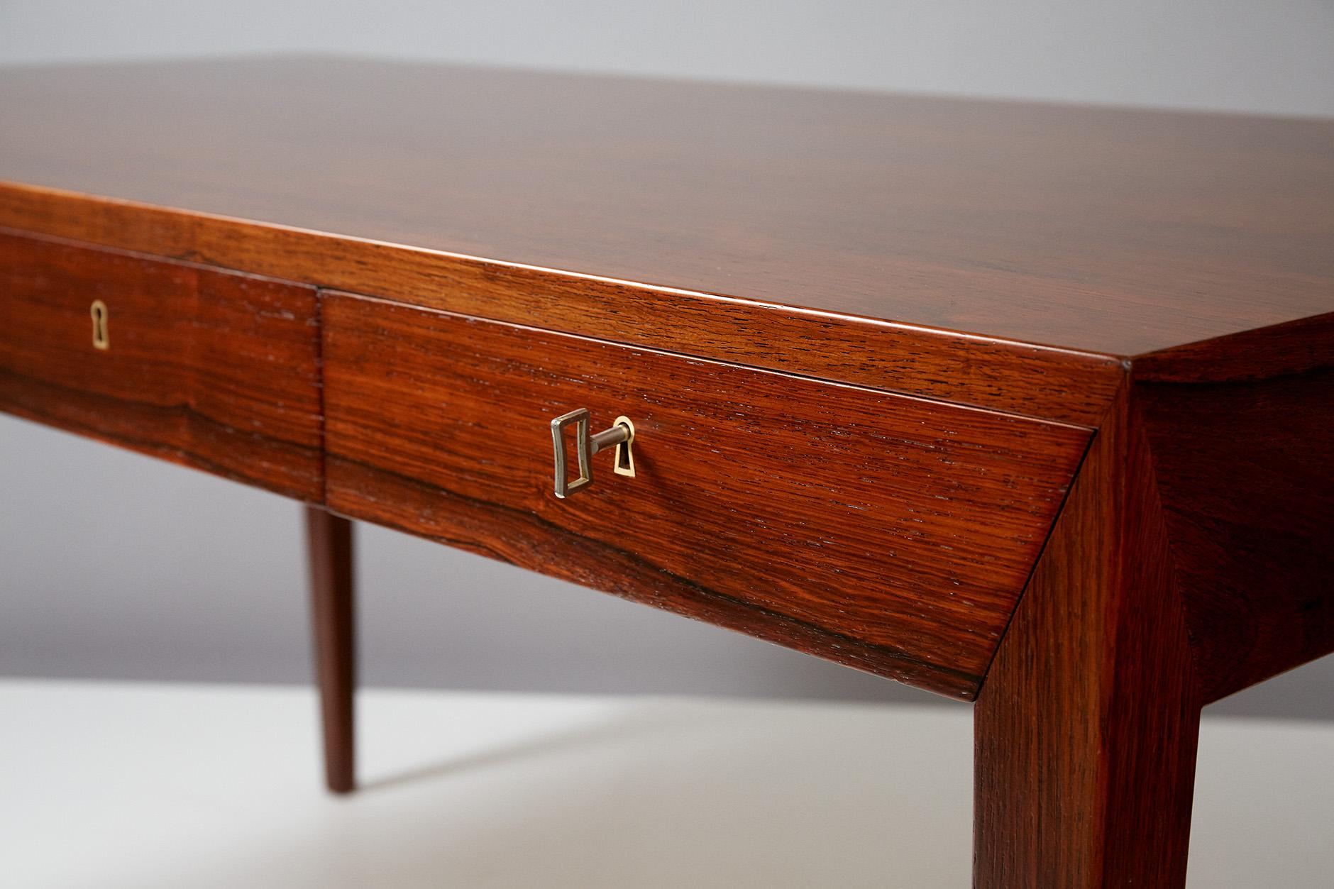 Severin Hansen 1950s Danish Rosewood Writing Desk In Excellent Condition In London, GB