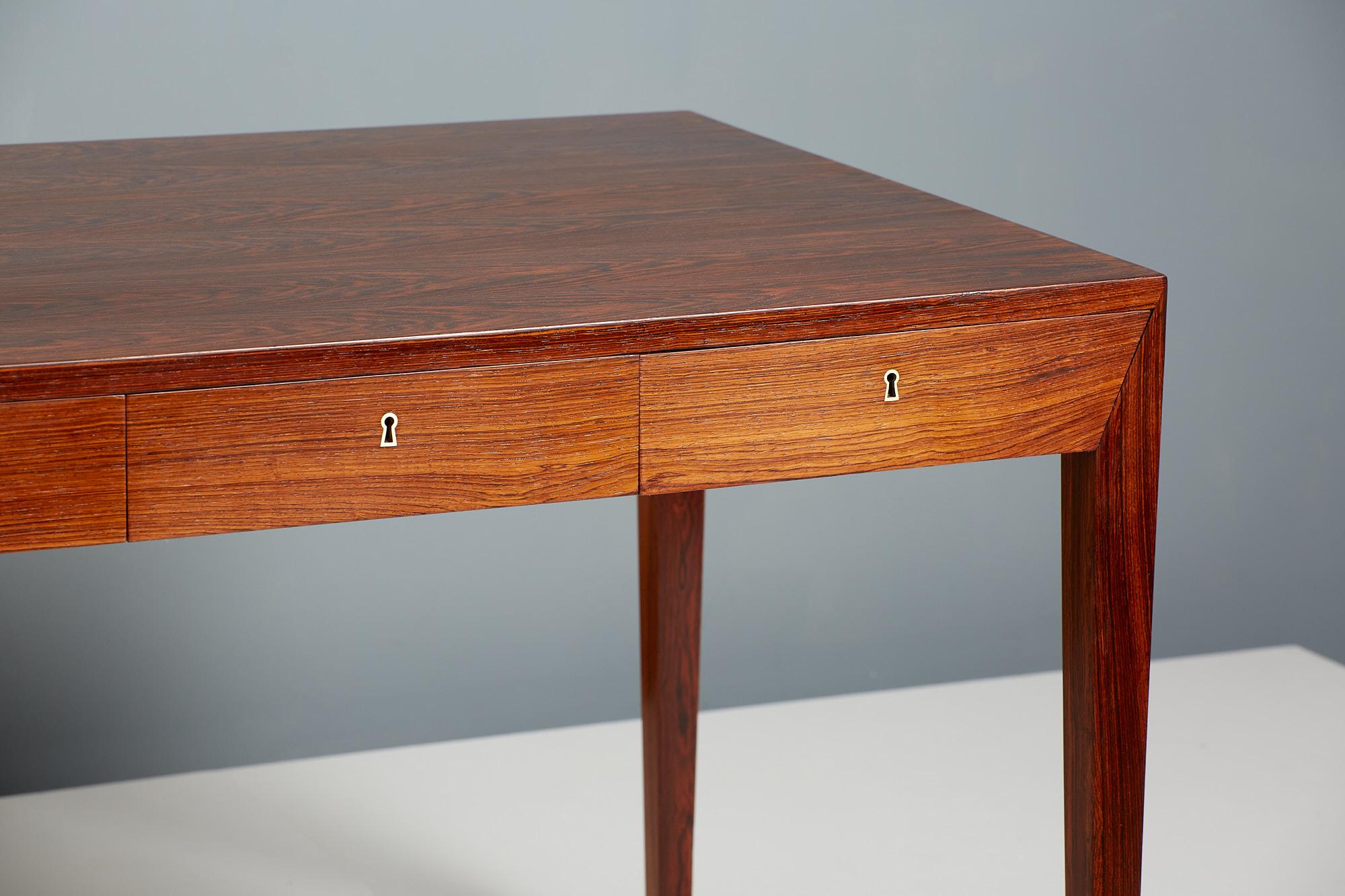 Severin Hansen 1950s Danish Rosewood Writing Desk In Good Condition In London, GB