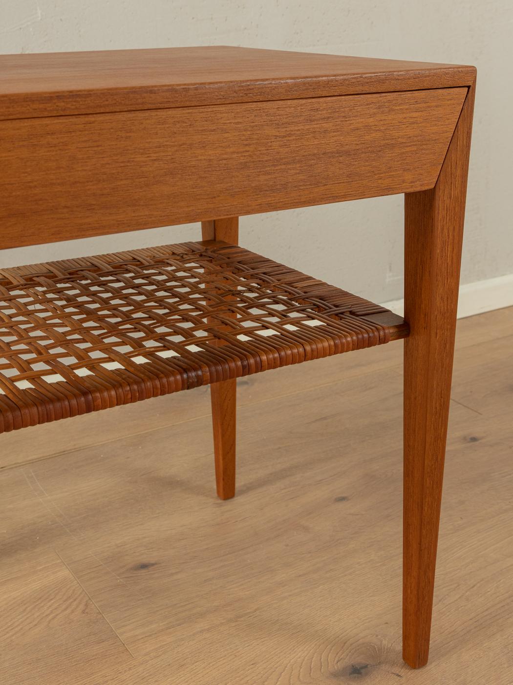 Wicker Severin Hansen bedside table with drawer, 1950s For Sale