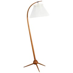 Vintage Severin Hansen "Bridge" Floor Lamp with Le Klint Shade, Denmark, 1950s