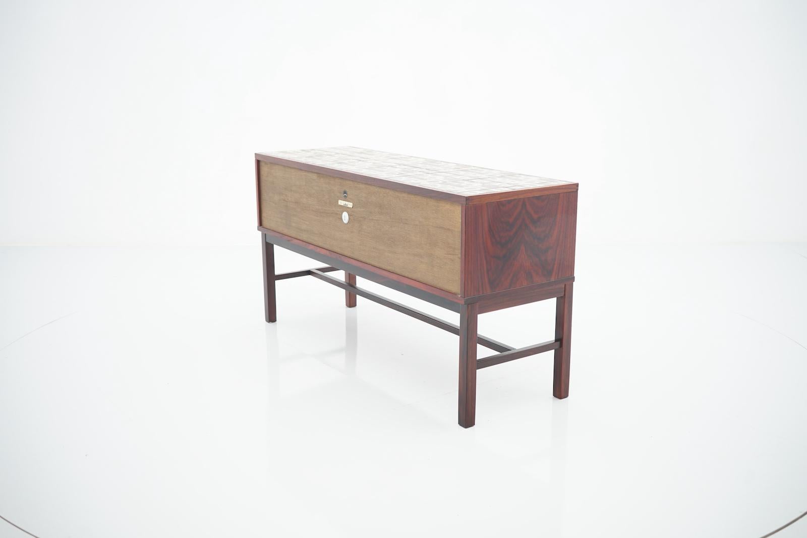 Severin Hansen Cabinet, Console with Ceramic Top, Haslev Denmark For Sale 1