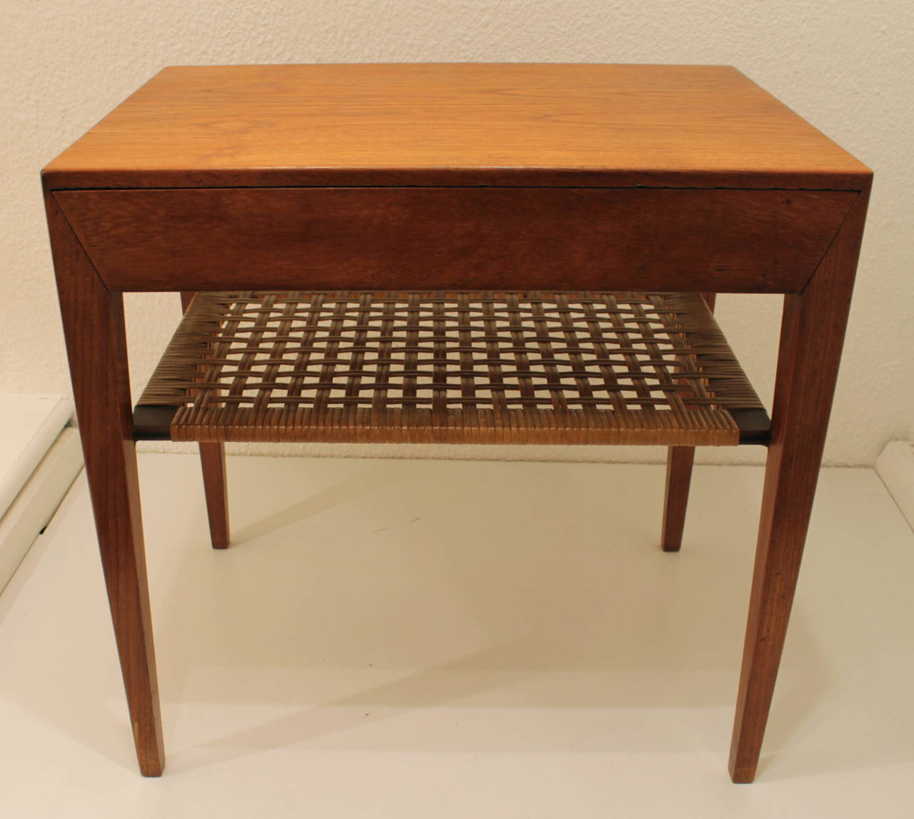Severin Hansen cane & teak side table with one drawer
Produced by Haslev Cabinetmakers ca.1950's.