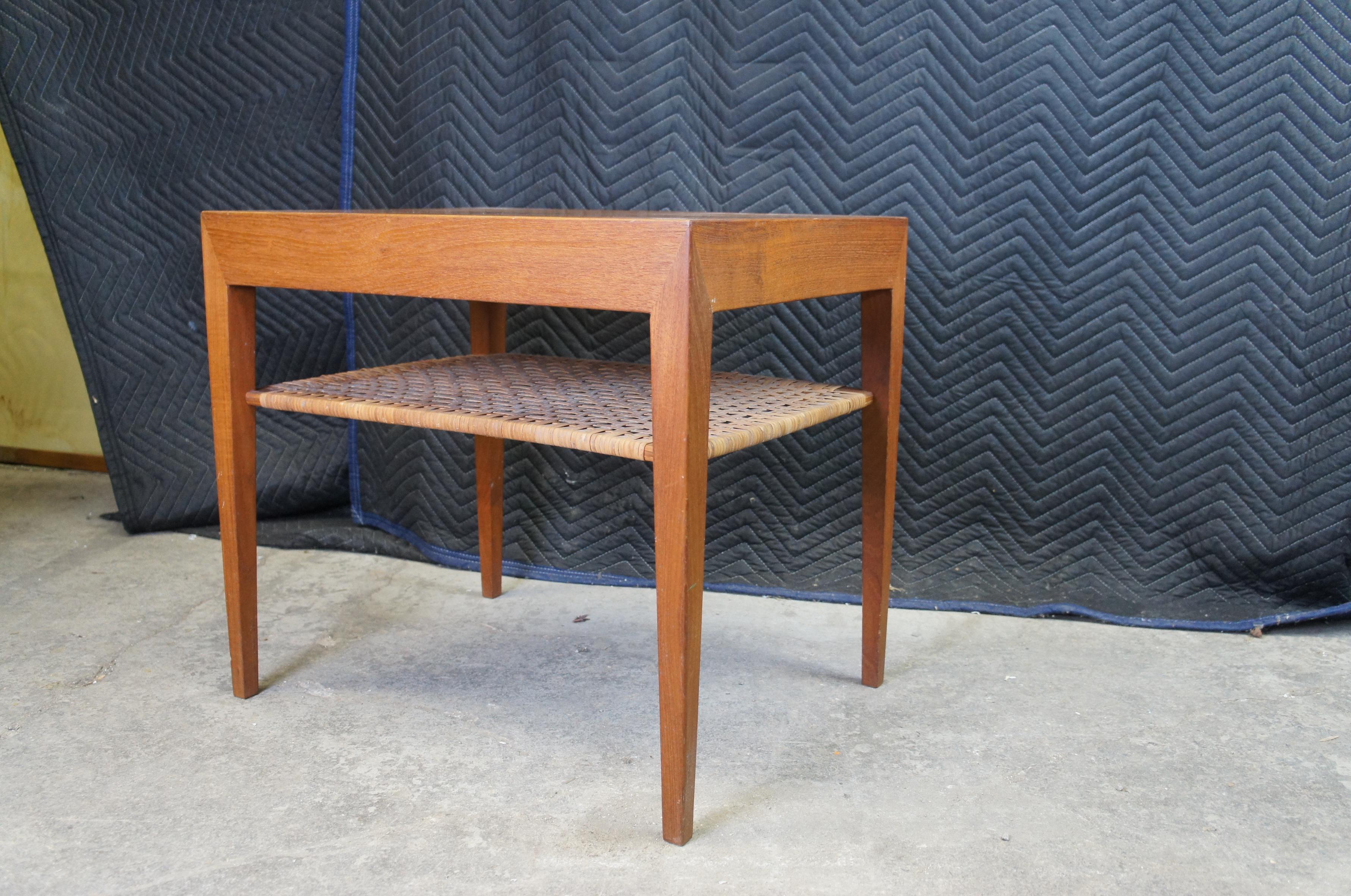 Severin Hansen Danish Mid-Century Modern Teak & Rattan Side End Table MCM 1960s For Sale 3