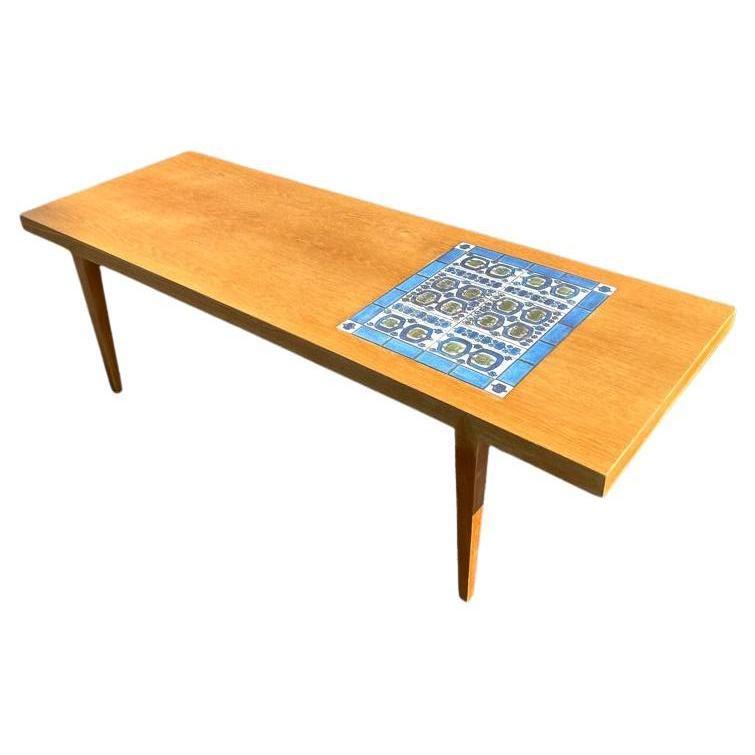 Danish Modern Coffee Table with original ceramic tile by Severin Hansen