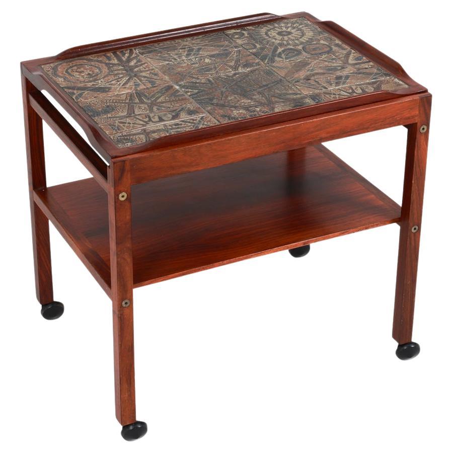 Severin Hansen Danish Rosewood Serving Cart w/ Royal Copenhagen Tiles C.1970's